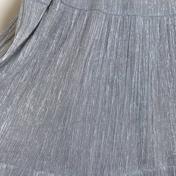 Dress the Population Dream Metallic Tiered Midi Dress Silver Gray - Picture 8 of 12
